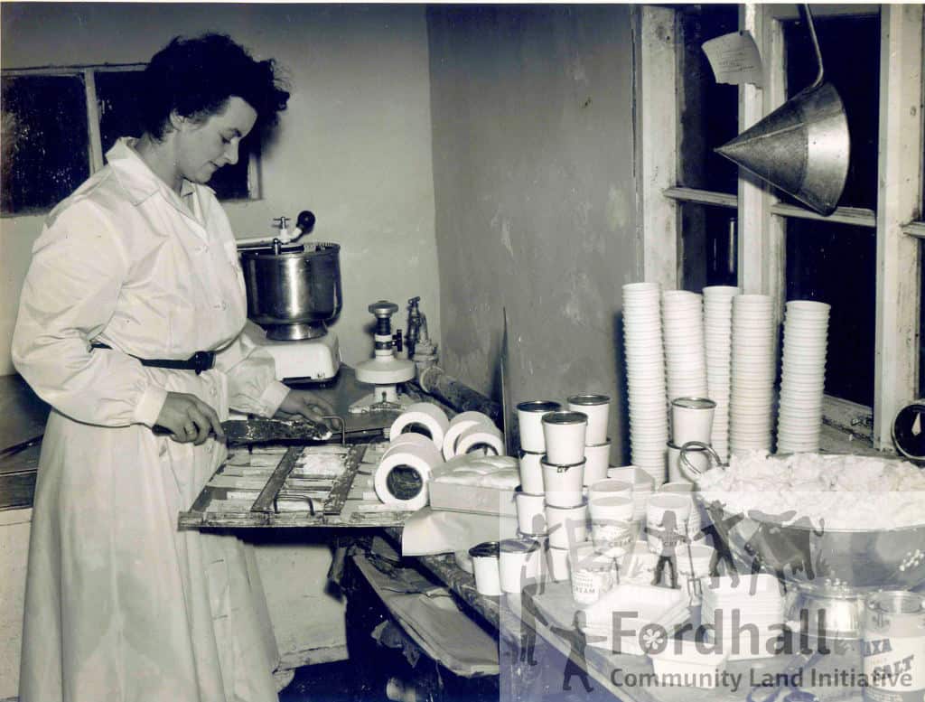 May Hollins making cream cheese in 1957